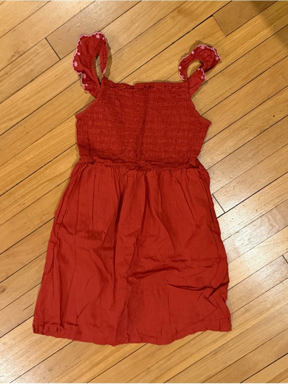 Girls Old Navy Burnt Orange Smocked Sundress with Ruffled Straps - L(10/12)
